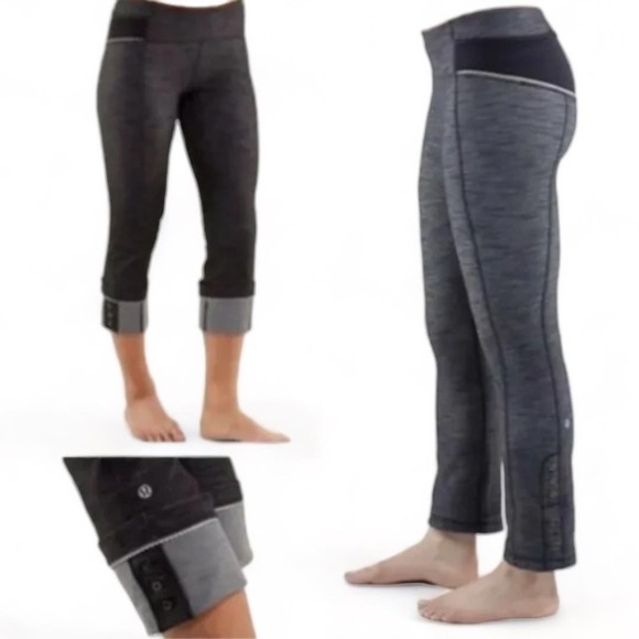 Lululemon Dark Denim Ride On Cuff Capris Size 2 RARE Roll Up Cuff Hem - Picture 1 of 10